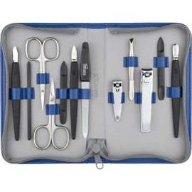 Manicure Set - 12 Piece professional pedicure tools - German Made nail kit - Grooming set - faux leather case - Ideal travel nail kit - Nail set - Incl. nail cutter