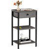 VECELO Tall End Side Table,Nightstand with Adjustable Shelf and Bin
