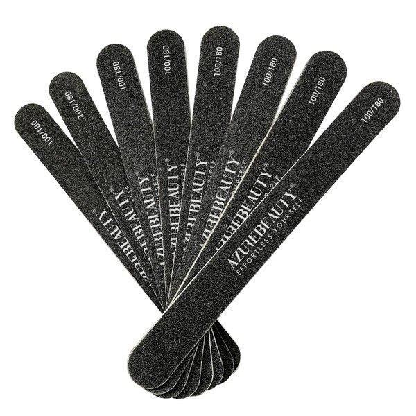 8 PCS Nail File Professional Double Sided 100/180 Grit Nail Files Emery Board Black Manicure Pedicure Tool and Nail Buffering Files by AZUREBEAUTY