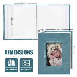 HenPisen Photo Album 4x6 100 Pockets, Linen Cover Top Loader Vertical, Slip-in Picture Sky Blue Pockets Albums for Wedding, Family, Anniversary, Baby, Vacation