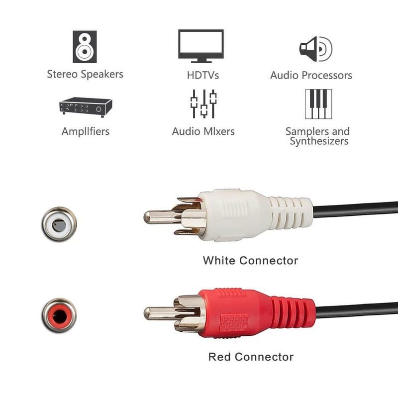 TENINYU 10 Feet AV Extension Cable RCA Stereo Audio Cable,