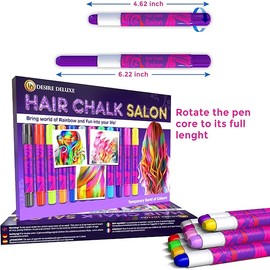 Desire Deluxe Hair Chalk Gifts for Girls, for Hair Dyeing Toy for Christmas, 10 Washable Hair Dye Pens for Fancy Dress, for Children Aged 3 4 5 6 7 8 9 11 Years