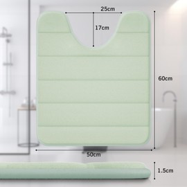 wyewye Memory Foam Toilet Mat 50x60 cm Light Green - Ultra-Soft, Non-Slip, Super Absorbent Bathroom Rug