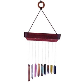 mookaitedecor Colorful Agate Slices Wind Chimes for Home Garden Decoration 11-13 Inches