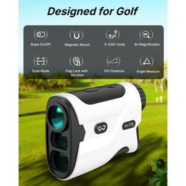WOSPORTS Golf Rangefinder with Slope - 1200/1500 Yards Laser Range Finder Golf with Magnetic Strap, Flag Pole Locking Vibration, 6X Magnification