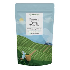 Navvayd Darjeeling White Tea, (1.76 Oz / 50 Gm) First Flush Flavorful, Loose Leaf