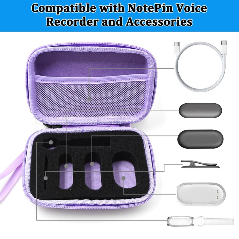 LeoTube Protective Case for PLAUD NotePin Voice Recorder (Purple)