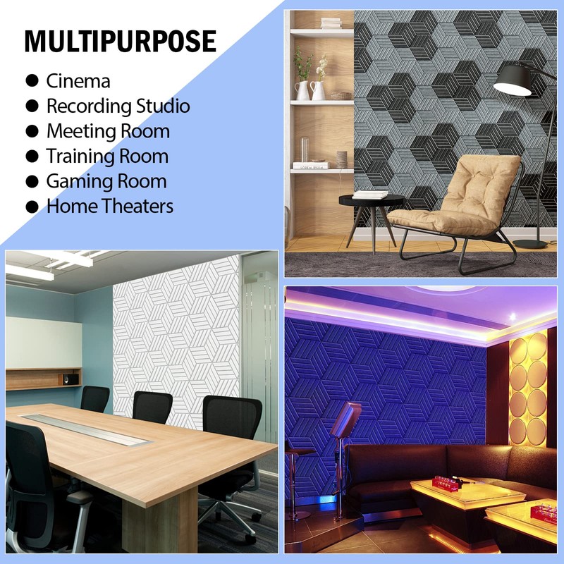 SHJADE 12 Pieces Hexagon Sound Absorbing Panels Self-Adhesive, 14" X