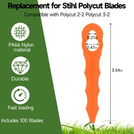 Rohacir 100 Pcs Plastic Blades for Stihl PolyCut 2-2 PolyCut 3-2 Weed Eater Head Fits FSA30 FSA45 FSA57 Trimmer