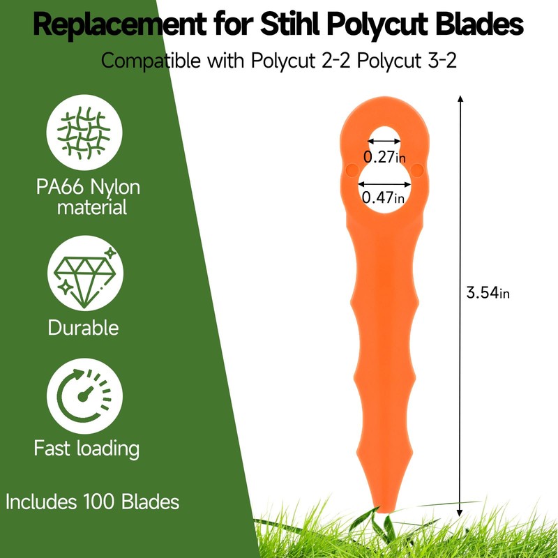 Rohacir 100 Pcs Plastic Blades for Stihl PolyCut 2-2 PolyCut