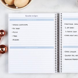 Erin Condren Spiral Coiled Recipe Prompted Notebook - Metallic Wet-Erase Interchangeable Designer Cover with 160 Pages, 80 Sheets of Heavy 80# Paper