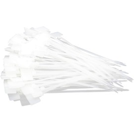 100pcs Audio Fan Cable Ties with Tags, Nylon Marking Ties, Marker Ties, Binding Bands, Name Tags, 4x150mm, 100pcs