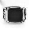 Stainless Steel Irish Celtic Knot Black Enamel Signet Ring (U)