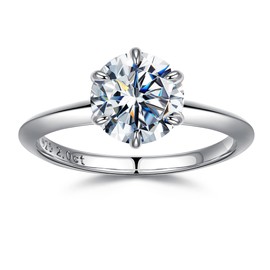 TINGN Engagement Ring Women's Gifts for Women - Solitaire 925 Sterling Silver Moissainte Rings D Colour VVS1 Silver Rings Wedding Rings Wedding Engagement Gift for Women Mum Wife Girlfriend