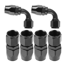 X AUTOHAUX 4 pieces AN10 straight 2 pieces AN10 90 degree swivel hose end fitting black