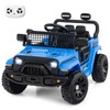 Costzon Kids Ride on Car Truck, 12V Electric Vehicle w/Foldable Mirrors, 3 Speeds, LED Lights, Music & Horn, Ride on Toys Remote Control Car for Toddlers, Boys & Girls (Blue,34" × 23" × 21")