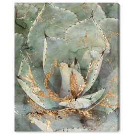 The Oliver Gal Artist Co. Botanical Wall Art Canvas Prints 'Golden Succulent' Home Décor, 20" x 24", Green, Gold