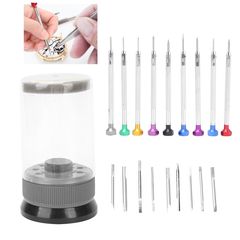 9pcs Screwdriver Set Flathead CrossHead Screwdrivers Kit with Rotating Base