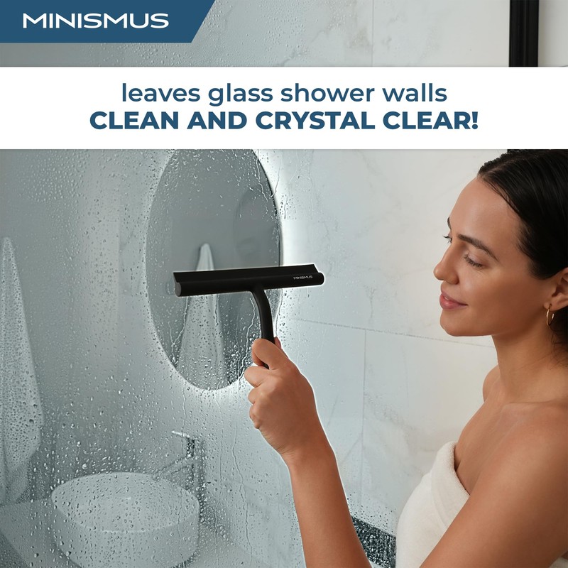 Minismus Shower Squeegee with Hook - Silicone Window Wiper -