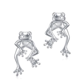 PYTALI Frog Earrings 925 Sterling Silver Stud Earrings Cute Fun Funny Earrings Animal Earrings Frog Jewelry for Women (Diamond)
