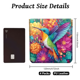 Peacoblue 4er-Set kleine Leder-Quetschgeldbörse für Damen – Motiv Kolibri und Blüte, wasserdicht & langlebig, Mini-Münzbörse, Erwachsene Mädchen