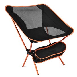 Outdoor Folding Beach Chair Portable Mesh Back Aluminum Alloy Rack Camping Chair for Fishing Orange