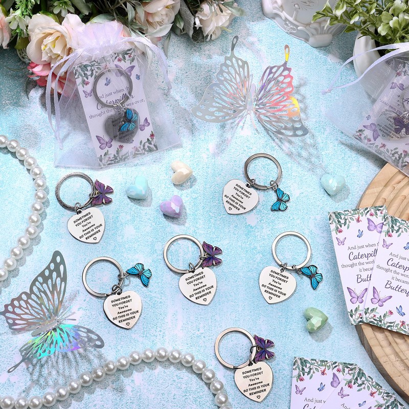 SevenMye 20Sets Inspirational Gift Funny Butterfly Keychain Motivational Encouragement Thank