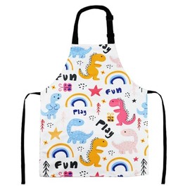 Kids Apron for Cooking Painting Baking Kitchen, Cute Toddler Apron for Girls and Boys, Gifts for Children Birthday Christmas (White, M)