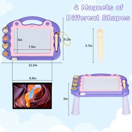 Eucomir Magnetic Drawing Board,Magna Doodle Board Kids for Girls Boy Gifts, Erasable Drawing Board for Toddlers with Magnetic Stamps and 1 Capacitive Stylus Pen,Kids Educational Toys, Light Purple