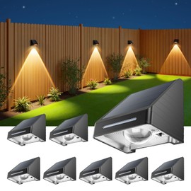 LETMY Solar Fence Lights Outdoor 8 Pack - Brighter Focused Lens, Cold White & Warm Light Fence Solar Lights Outdoor Waterproof, Auto ON/Off Deck Lighting for Wall, Patio, Backyard, Step, Railing