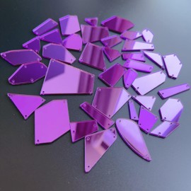 NUO RUI Purple Sew on Mirror Rhinestones, Crystal Sewing Mirrored Beads for DIY Mirror Suits Dress Costume Accessories (100)