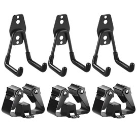 IWTTWY 6 Pack Heavy Duty Garage Hooks & Broom Holder Wall Mounted, Mop and Broom Holder, Utility Steel Storage Hooks, Wall Mount Hooks Tool Organiser Hanger for Kitchen Garden Garage Bathroom