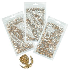 qiipii 16000PCS Champagne Golden Crystal Resin Rhinestones for Crafting 3mm 4mm 5mm No-Hotfix Flatback Stones Diamonds Crystals Gems for Nails Face Eyes Makeup Body Tumblers Bottles DIY Crafts Clothes