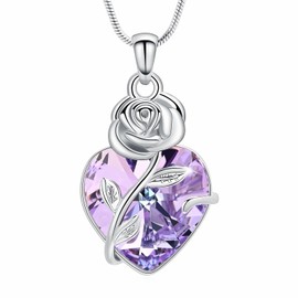 Rose Flower Cremation Jewellery Heart Shape Birthstone Urn Necklaces for Ashes Stainless Steel Keepsake Memorial Urn Human Ash Urn Pendant Jewellery for Men Women, Stainless Steel