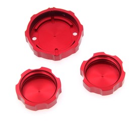Riderjacky For Ducati 848/EVO 2008-2013 2009 2010 2011 2012 CNC Aluminum Motorcycle Front Brake Clutch & Rear Brake Fluid Reservoir Cover Cap (Red with logo)