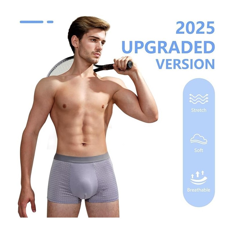 Boxhero [2025 Upgrade] Bamboo Boxer Briefs- Breathable Mens Underwear, Built-in