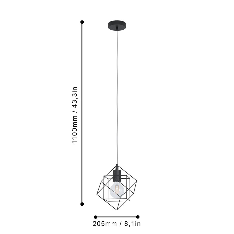 EGLO Straiton Black Steel Modern Geometric Pendant Light