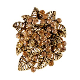 Alilang Golden Tone Topaz Cluster Flower Leaf Bouquet Stretchy Adjustable Ring