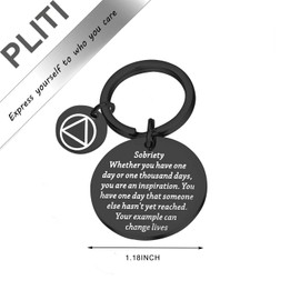 PLITI Sobriety Gift Addiction Recovery Gift Sober Recovery AA Alcoholics Anonymous Birthday Gifts AA NA Gift Sobriety Keychain (Sobriety change lives black)