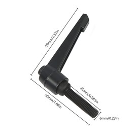 SRunDe Pack of 6 M6 Clamping Lever Handle, External Thread, Black, Aluminium Alloy Adjustable Handle, Machine Handles with Threaded Screw, Accessories for Machine Tools, Welding Machines, Printing