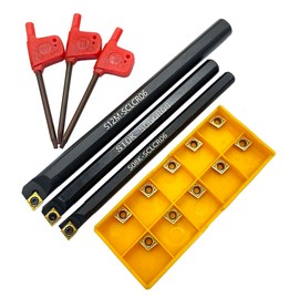 GBJ S08K/S10K/ S12M-SCLCR06 3 piezas + 10 piezas CCMT060204 insertos de carburo con barra de mandrinar de giro interna de 95 grados con 10 piezas CCMT2(1.5) 1 insertos de carburo para mecanizado de
