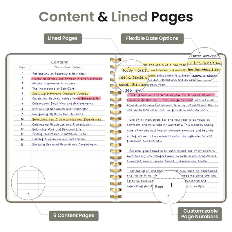 Lined Spiral Journal Notebook for Women & Men, 140 Pages,