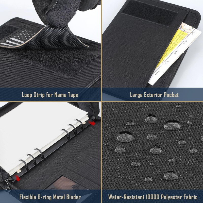 WYNEX Tactical Notebook Padfolio Ring Binder with 80 Sheets, Zipper