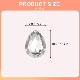 sourcing map 50Pcs 13 x 18 mm Teardrop Rhinestones Acrylic Pointed Back Rhinestone Beads Gems for Jewelry Making Costume Crystal Embellishments Crafts,Grey
