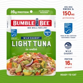 Bumble Bee Premium Light Tuna In Water 2.5Oz Pack Of 12 Ready To Eat Pouches