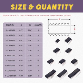 Swpeet 85Pcs 10Pcs 10 Types Integrated Circuit chip Assortment Kit,LM Series Dual/Quad Operational Amplifier Opamp, Single Precision Timer, Pwm - LM324 LM358 LM386 LM393 UA741 NE5532 NE555