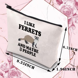 PLITI Ferret Makeup Bag Funny Ferret Lover Gift for Women Animal Lover Gift I Like Ferrets and Maybe 3 People Travel Pouch(I Like FerretsU)