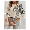 SOLY HUX Women's Vintage Leopard Print Sweater Long Sleeve Crewneck