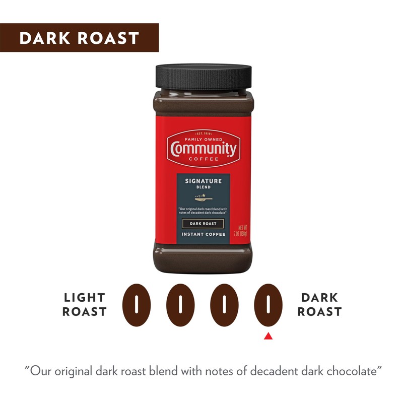 Community Coffee Signature Blend Instant Coffee, Dark Roast, 7 oz