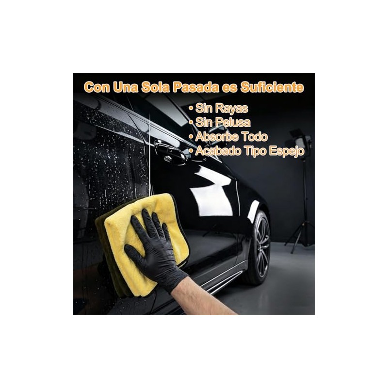 5Pzs Toallas Microfibra Limpieza de Auto 30x40cm, Suave Absorbente, Paño